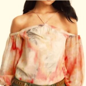 White House Black Market Off-Shoulder Multicolor Blouse